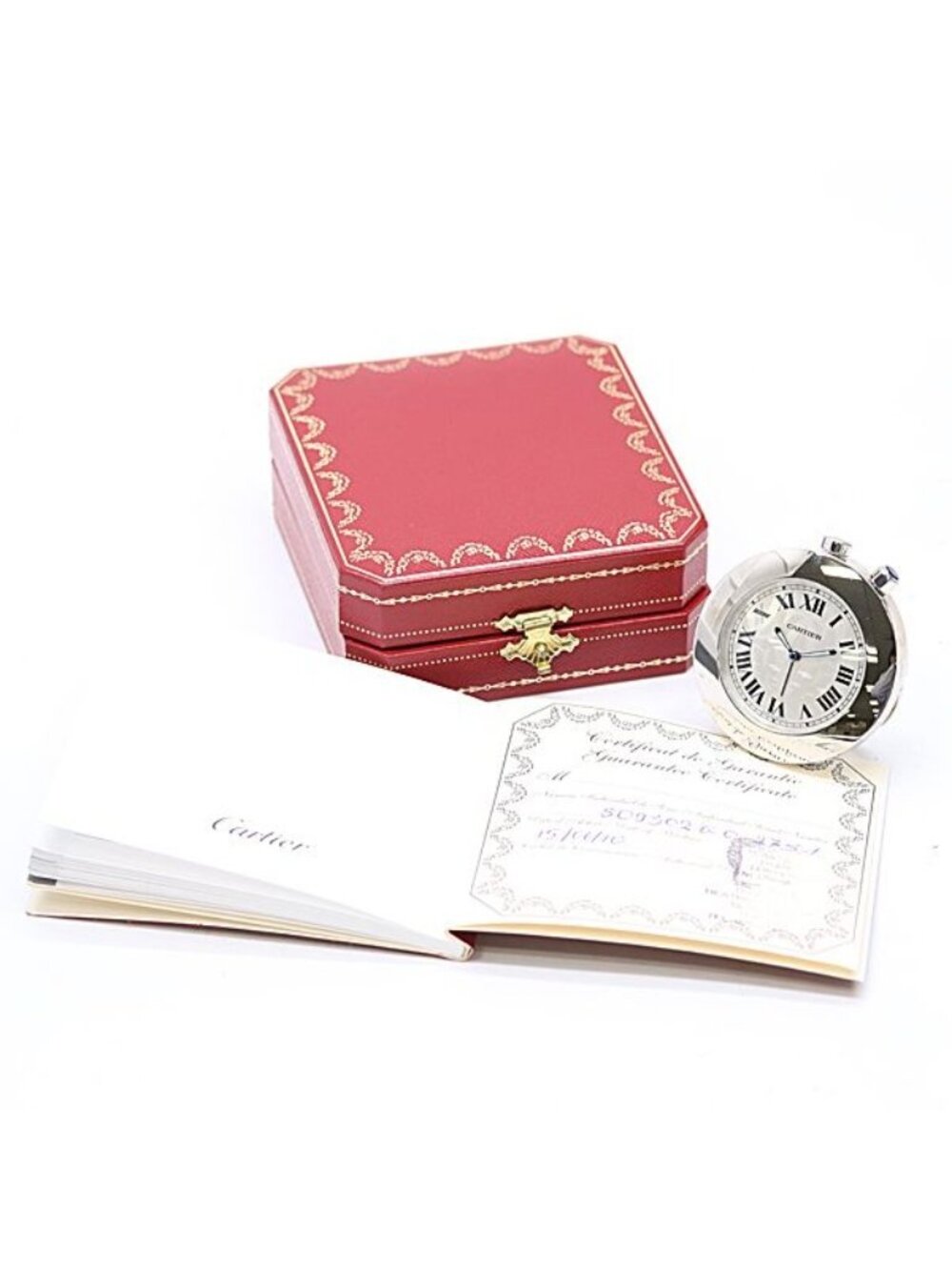 ★SOLD★ Cartier Travel Clock Quartz Silver Dial Table - Picture 4 of 4